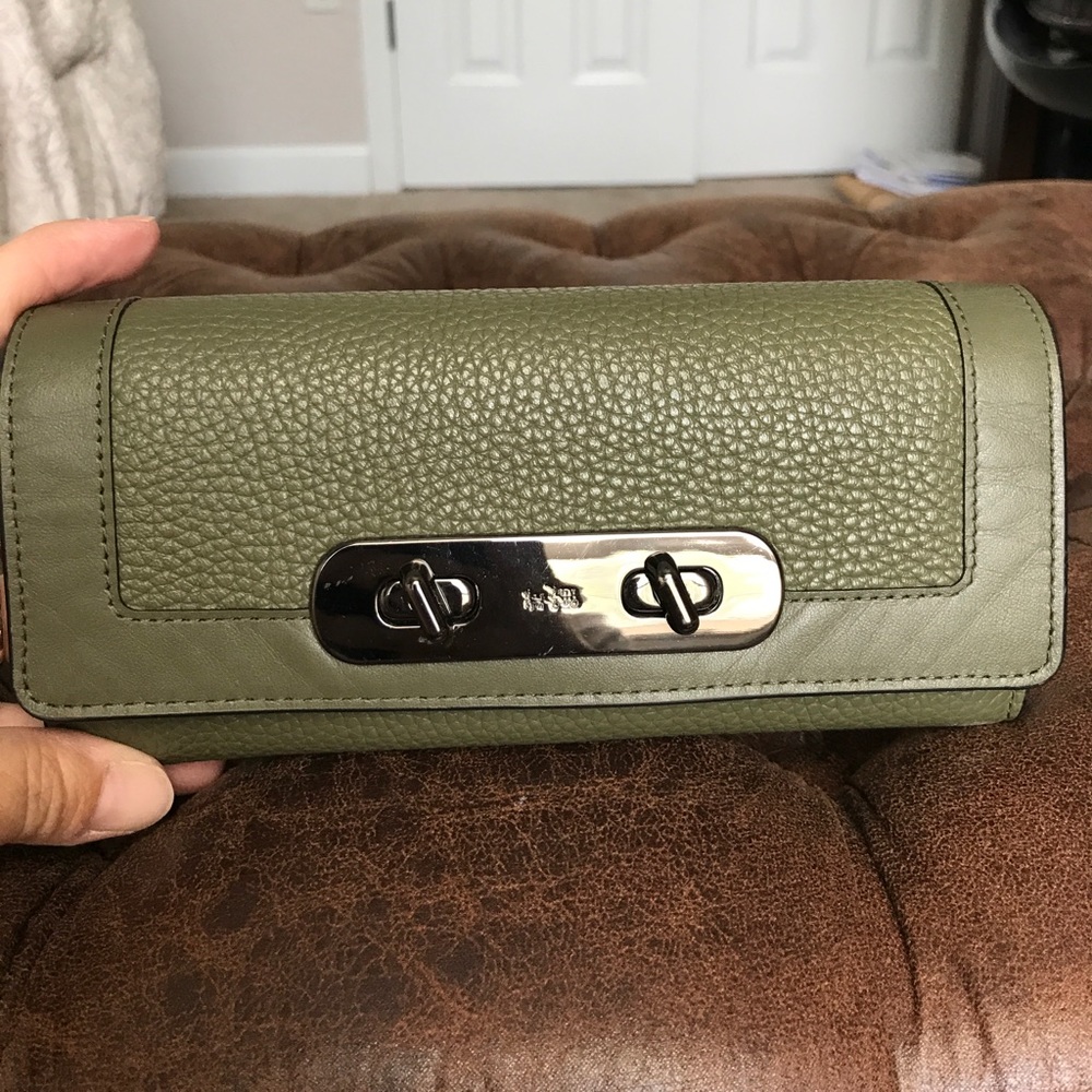 COPY - COACH pebble leather with gunmetal accent …